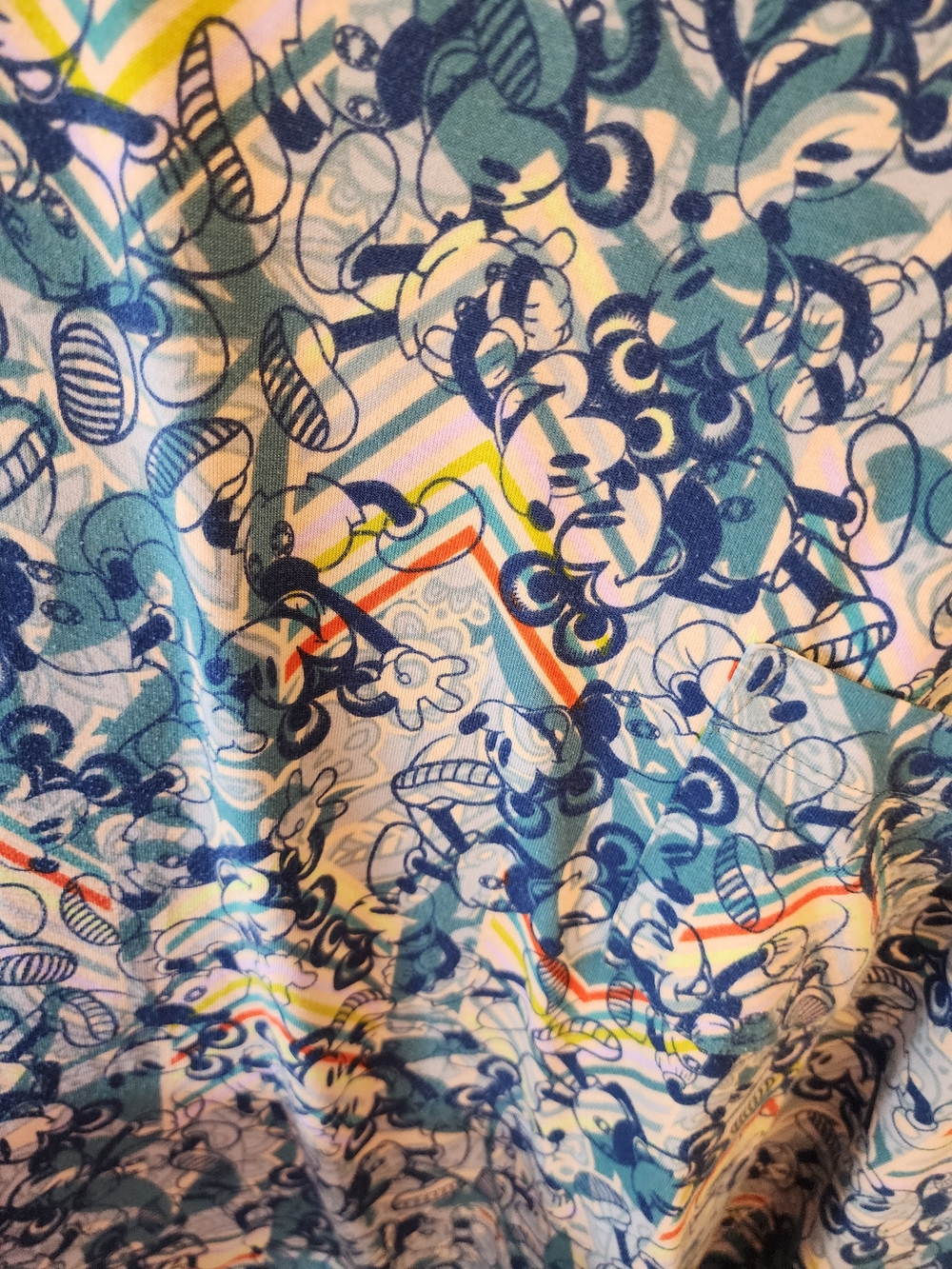 Mickey Mouse Monorail Stripes Blue Multi-Pattern Midi Dress - Picture 4 of 5